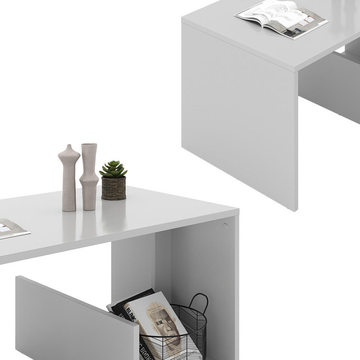 COUCHTISCH Lonar Weiß 80 x 46.6 cm - Weiß, Holzwerkstoff (46.6/80/40cm) - Vicco