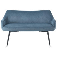 ESSZIMMERBANK 2-Sitzer Stoff Blau Arendal - Blau, Textil (134/79/58cm) - Beliani