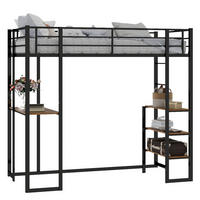 HOCHBETT 90/190 mit Schreibtisch und Stauraum in Schwarz - Schwarz, Holzwerkstoff/Metall (90/200cm) - EVRYAE