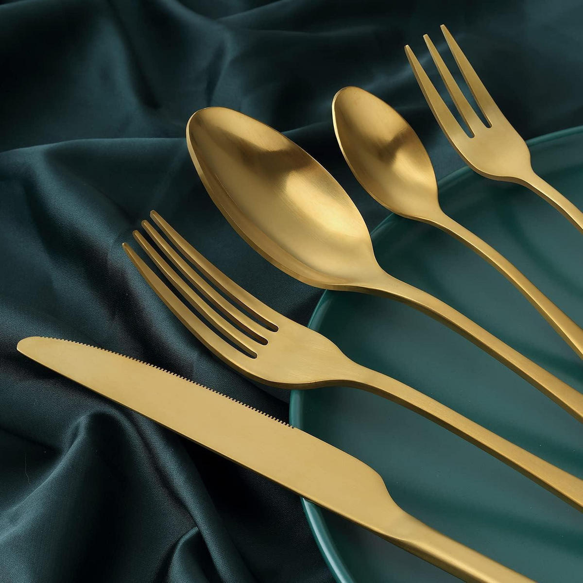 BESTECKSET 60-teilig für 12 Personen Matt Gold - Goldfarben, Metall