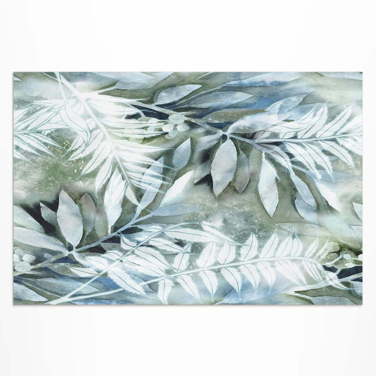 TEPPICH 120x180 cm Aquarell Blätter Zweige - Mintgrün, Kunststoff (120/180cm) - Wallfluent