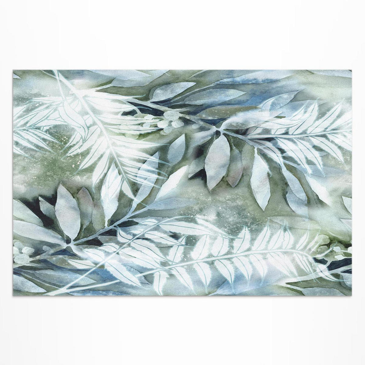 TEPPICH 120x180 cm Aquarell Blätter Zweige - Mintgrün, Kunststoff (120/180cm) - Wallfluent