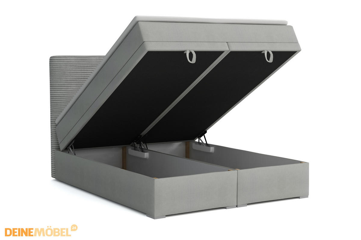 BOXBETT DARO 120/200 in Velour/Cord Antharzit - Anthrazit, Holz/Holzwerkstoff (120/200cm) - Deine Möbel 24