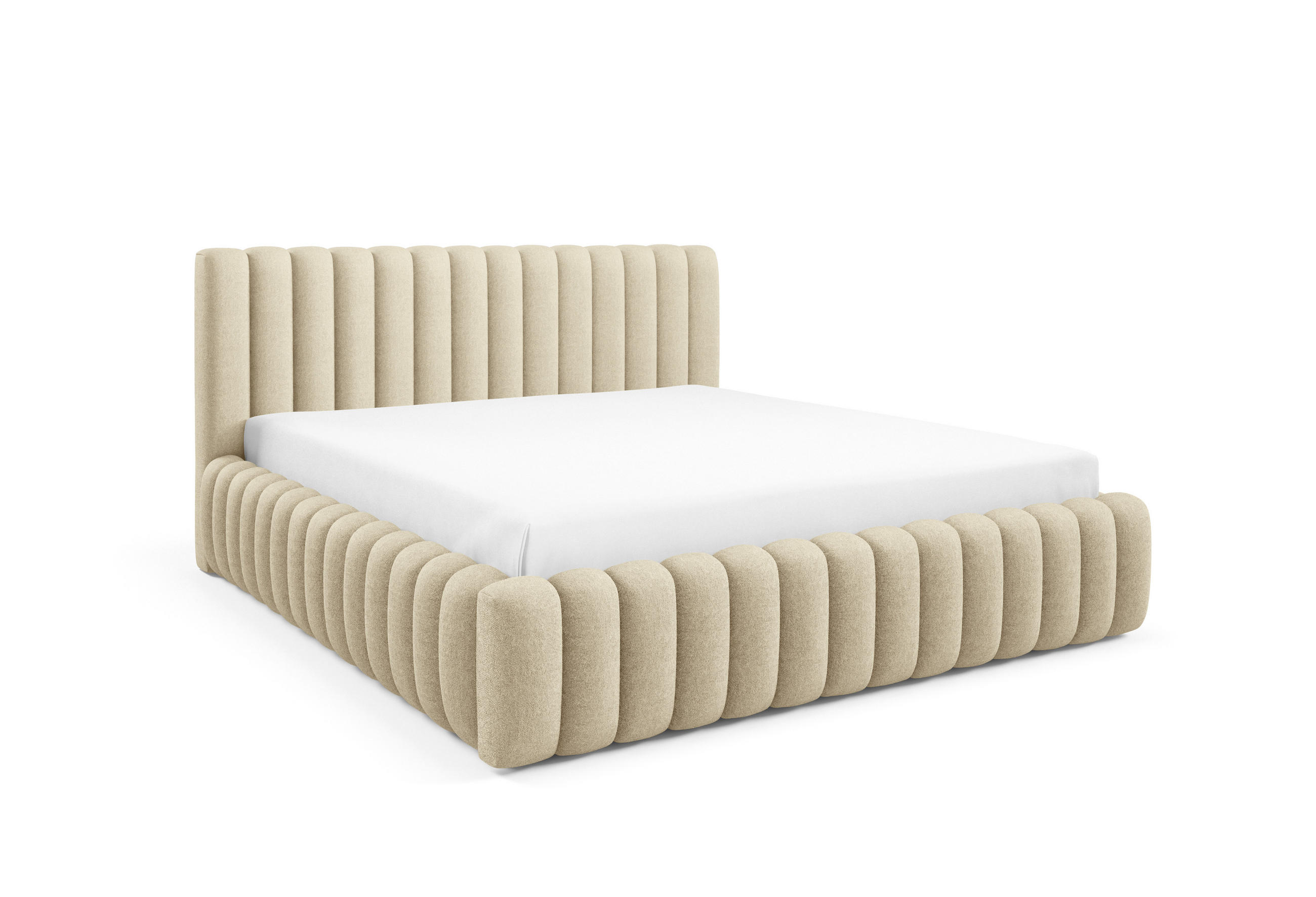 POLSTERBETT BLIVIO 180x200 cm,mit Bettkasten,Lattenrost,Doppelbett,Boxspringbett-Optik-Beige - Beige, Holz (180/200cm) - Furnistar