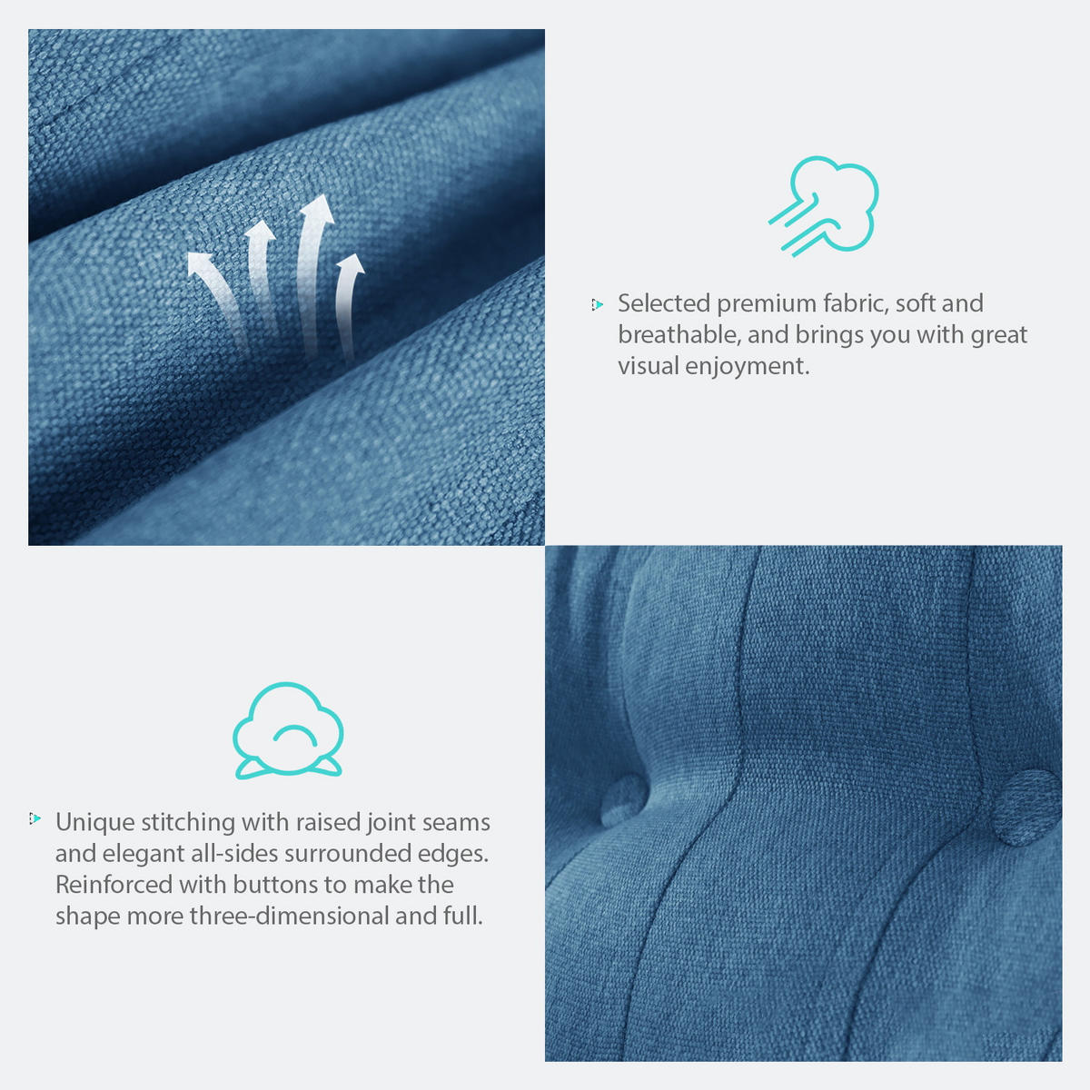 RÜCKENKISSEN Leinenlook Blau 100 cm - Blau, Textil (45/100cm) - Vercart