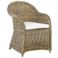 GARTENSESSEL Rattan natürlich Auflagen cremeweiß Susua - Beige/Naturfarben, Naturmaterialen (54/87/67cm) - Beliani