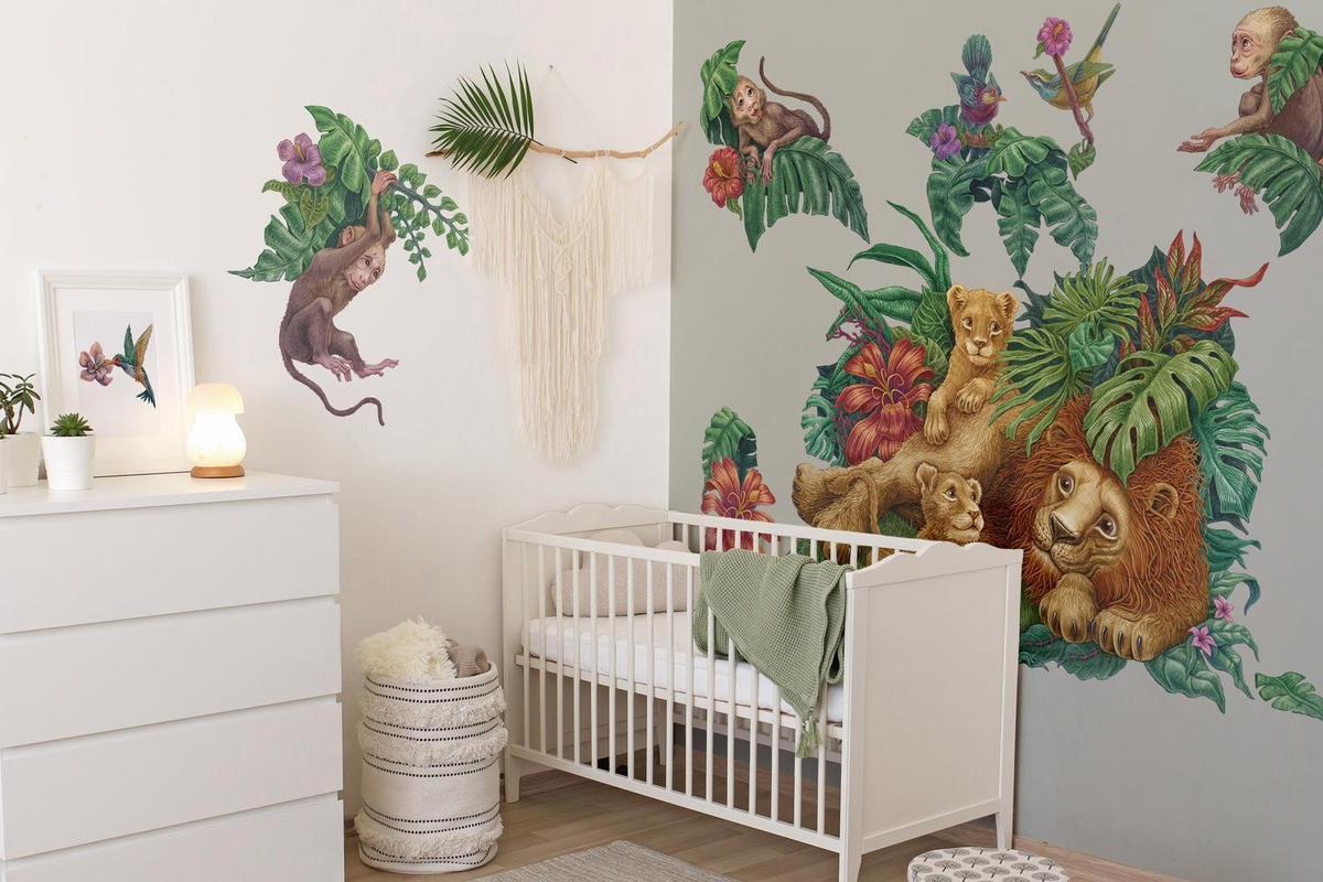 WANDAUFKLEBER 100x158cm - Tropischer Dschungel - Multicolor, Kunststoff (100/158/0.1cm) - Wallfluent