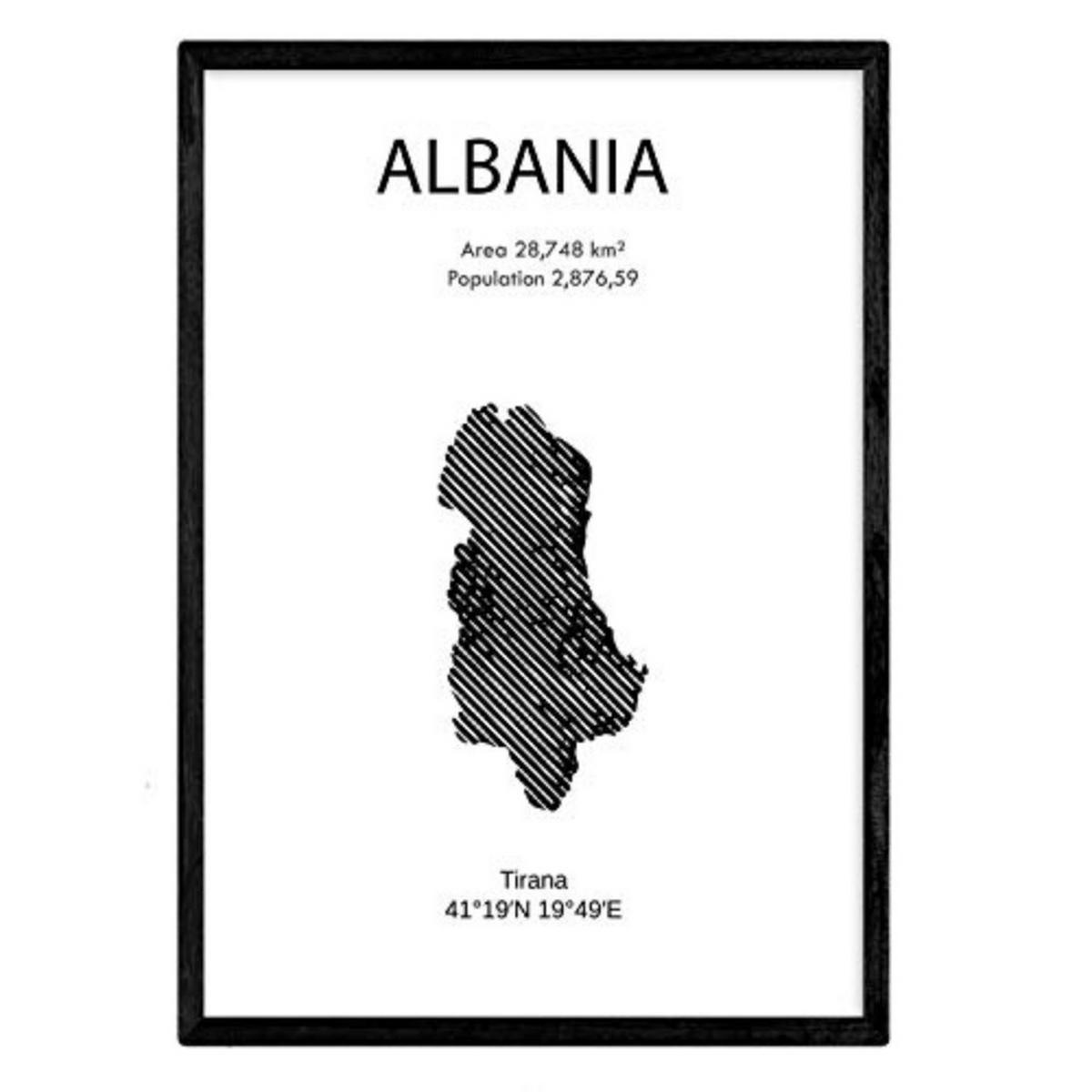 POSTER Länder & Kontinente Albanien A3 Rahmenlos - Klar, Papier (29.7/5/42cm) - Nacnic
