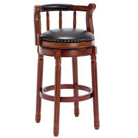 BARHOCKER drehbar mit Rückenlehne 75 cm Leder Holz Schwarz - Schwarz, Holz (54.8/96/54.81cm) - Meubliv