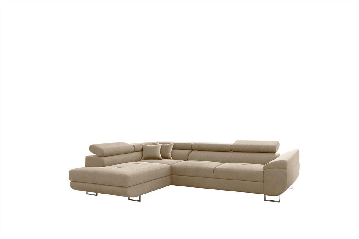 ECKSOFA Carmelo In Nova - Beige, Holzwerkstoff/Textil (275/202cm) - Fun Möbel