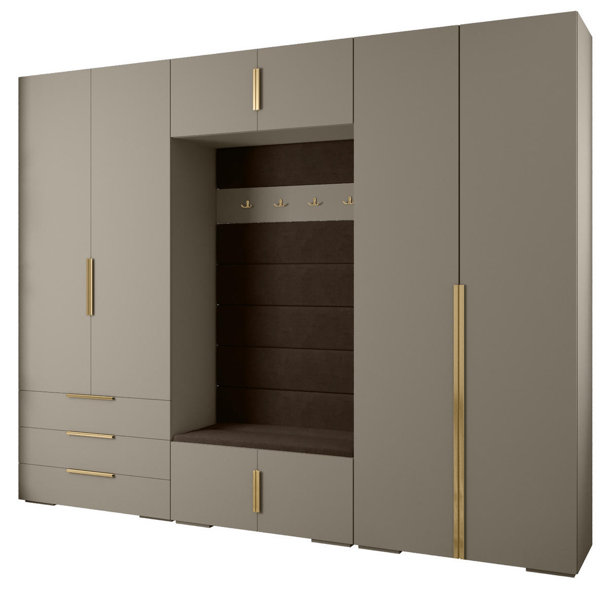GARDEROBEN-SET 236,7/300/47 - Kaschmir/Goldfarben, Holz/Kunststoff (300/236.7/47cm) - Abiks Möbel