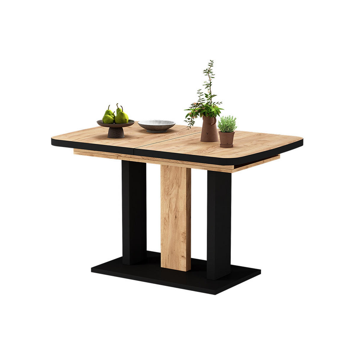 ROZKLADACÍ JEDÁLENSKÝ STÔL Fenaro Čierny/zlatý dub - čierna, kompozitné drevo (80/120/77.3cm) - Vicco