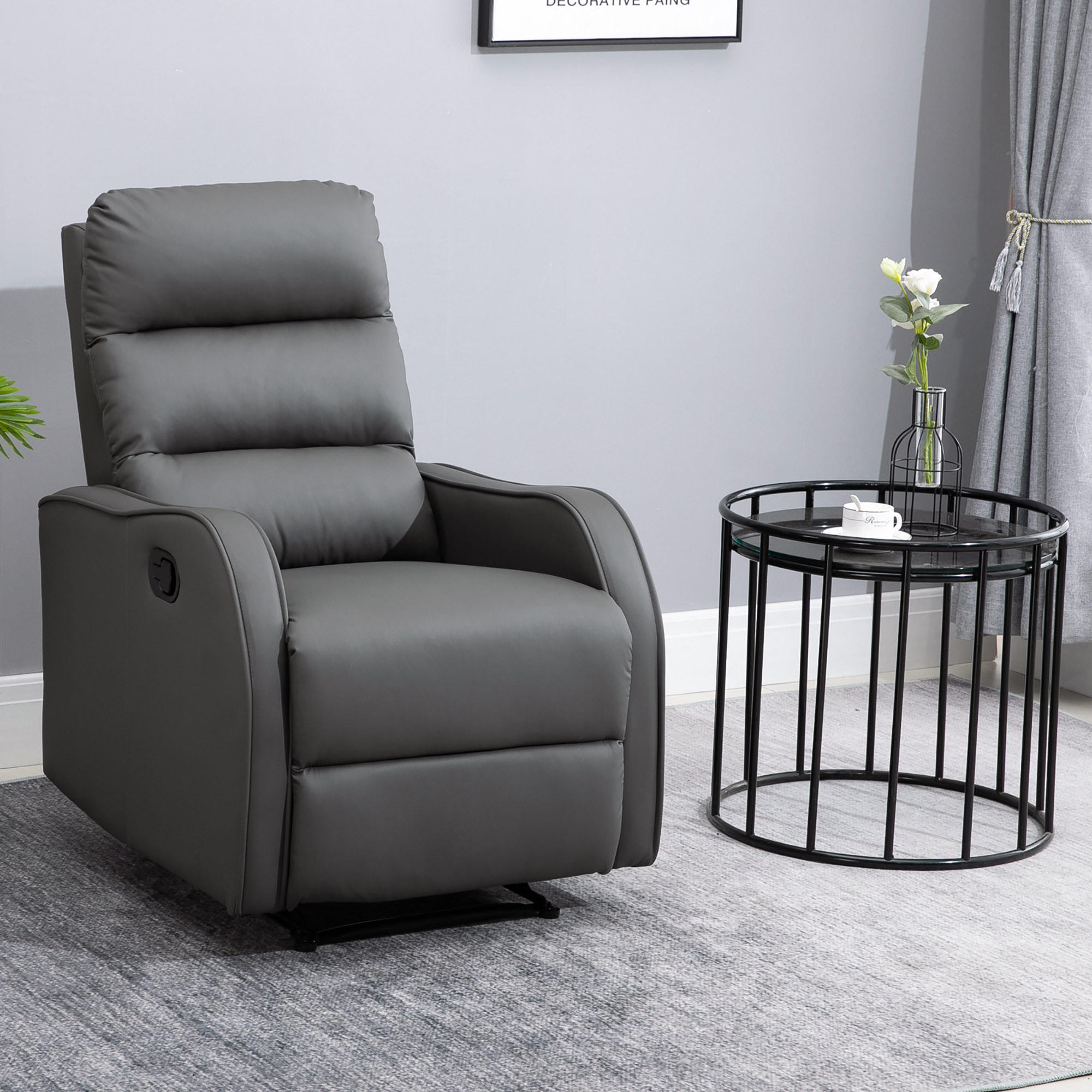 RELAXSESSEL, Kunstleder Eisen Dunkelgrau - Dunkelgrau, Kunststoff (65/100/89cm) - HOMCOM