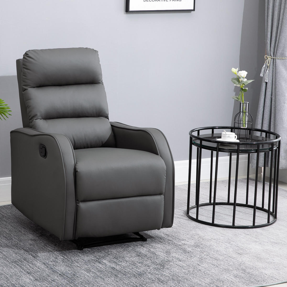RELAXSESSEL, Kunstleder Eisen Dunkelgrau - Dunkelgrau, Kunststoff (65/100/89cm) - HOMCOM
