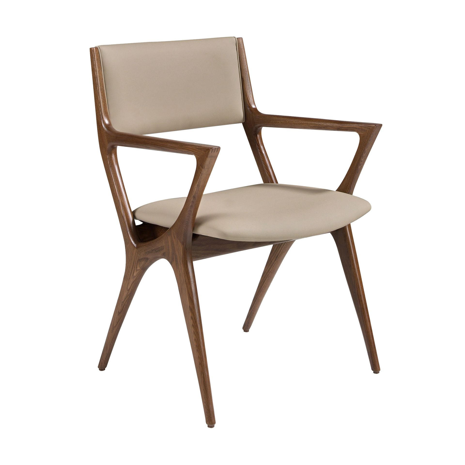 STUHL Stuhl aus nerzfarbenem Kunstleder 56/61/81 cm - Braun, Leder/Holz (56/81/61cm) - ANGEL CERDA