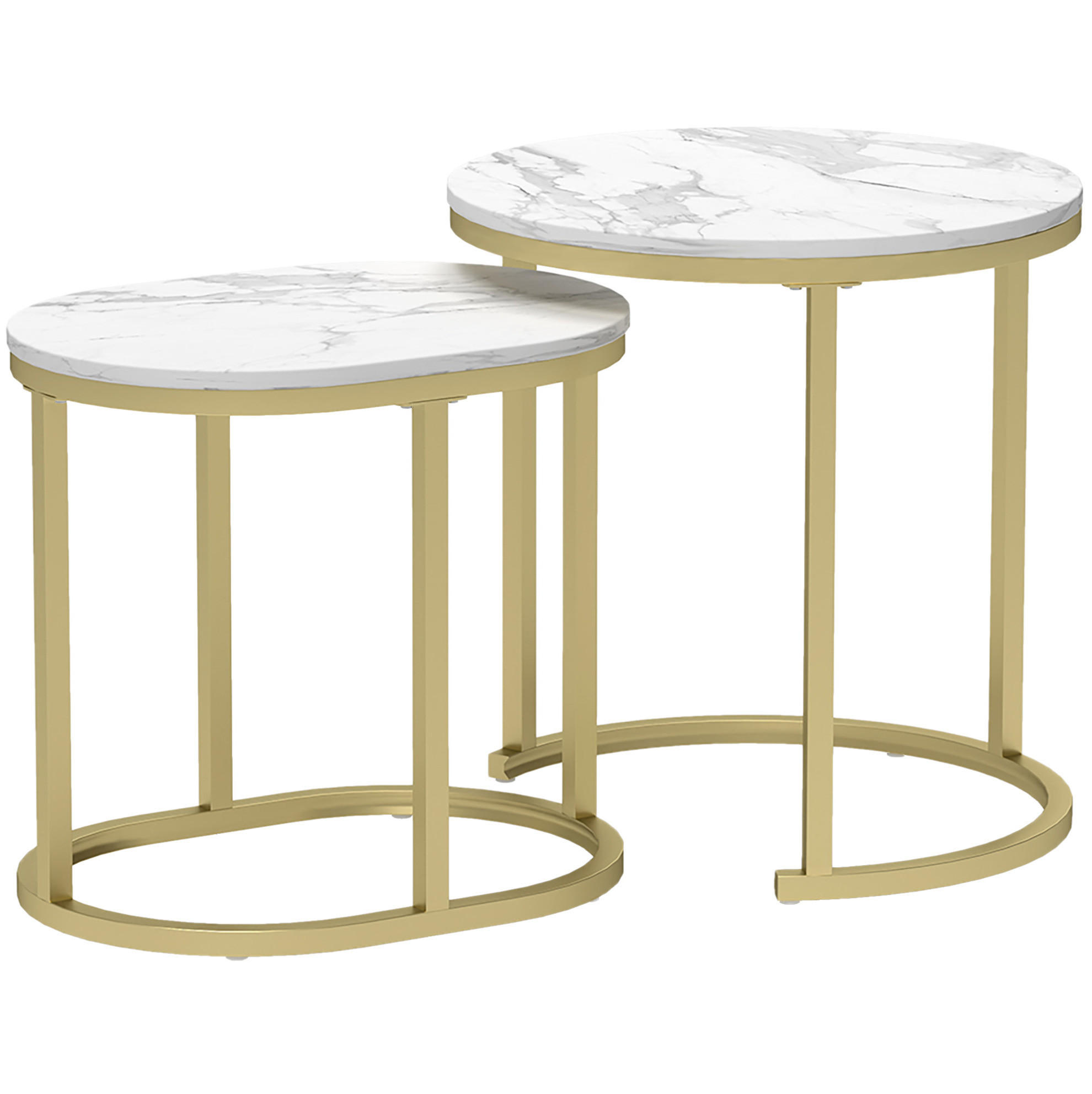 COUCHTISCH 2er-Set in Weiß, stapelbar, aus MDF und Stahl,50/50/50.5 cm - Weiß, Holzwerkstoff (50/50/50.5cm) - Flora Grace