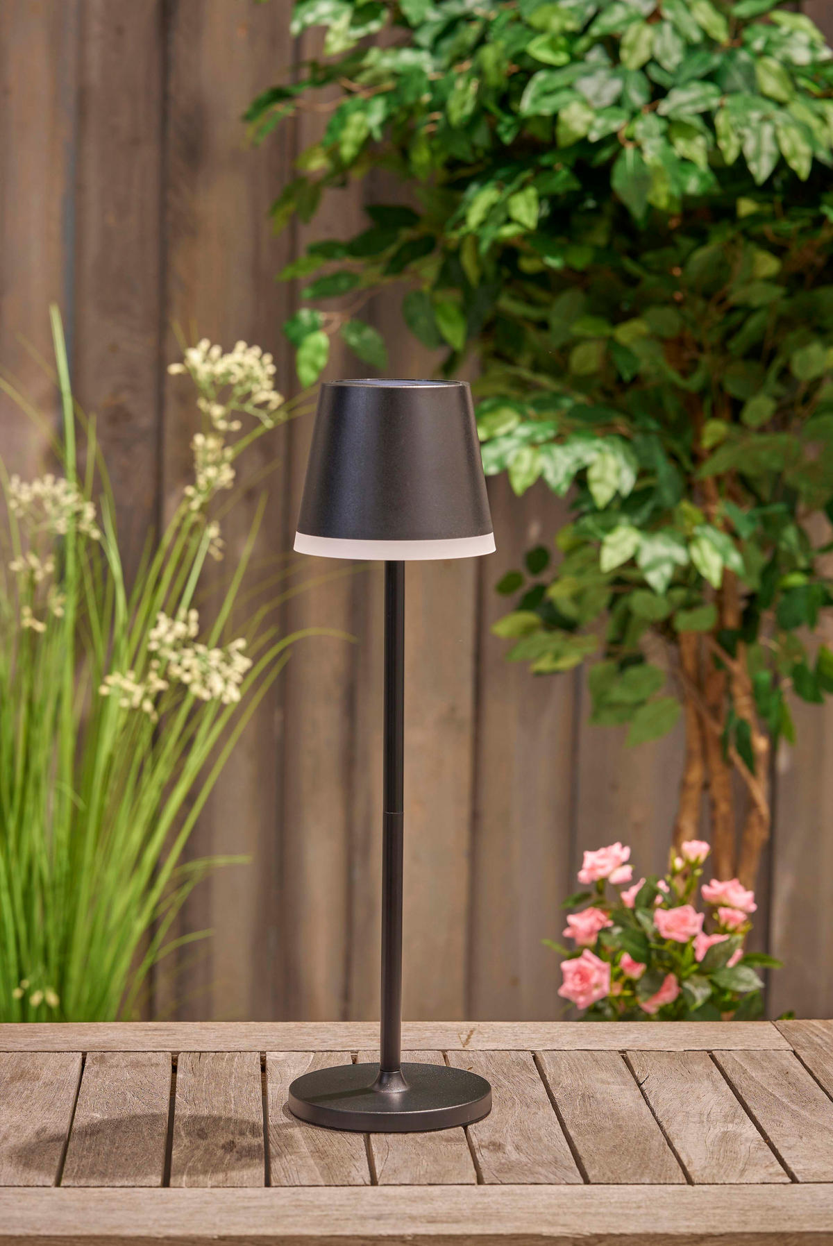 LED-SOLAR-GARTENLEUCHTE Tischleuchte für Garten Terrasse Balkon Lampe schwarz - Weiß, Kunststoff (5/5/5cm) - Northpoint