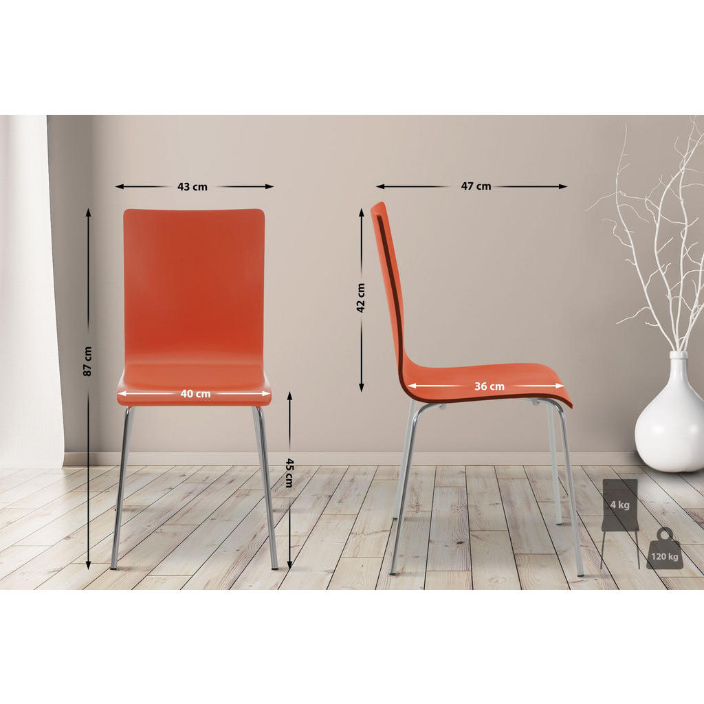 Thumbnail - CLP Besucherstuhl, Orange, Holz, 43x87x47 cm, Arbeitszimmer, Besucherstühle