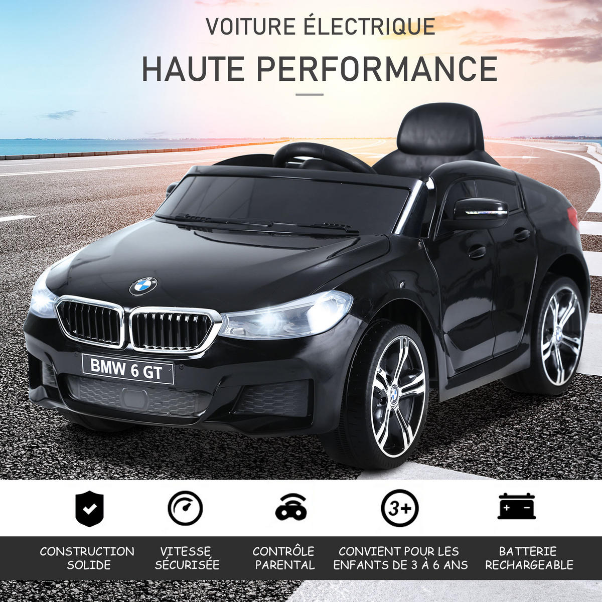 ELEKTRO-KINDERAUTO DE-12981 2,4G Fernbedienung Schwarz - Schwarz, Kunststoff (106/64/51cm) - ComfortXL