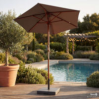 SONNENSCHIRM - Eukalyptus massiv / Polyester - Taupe, Holz/Textil (200/200cm) - home24