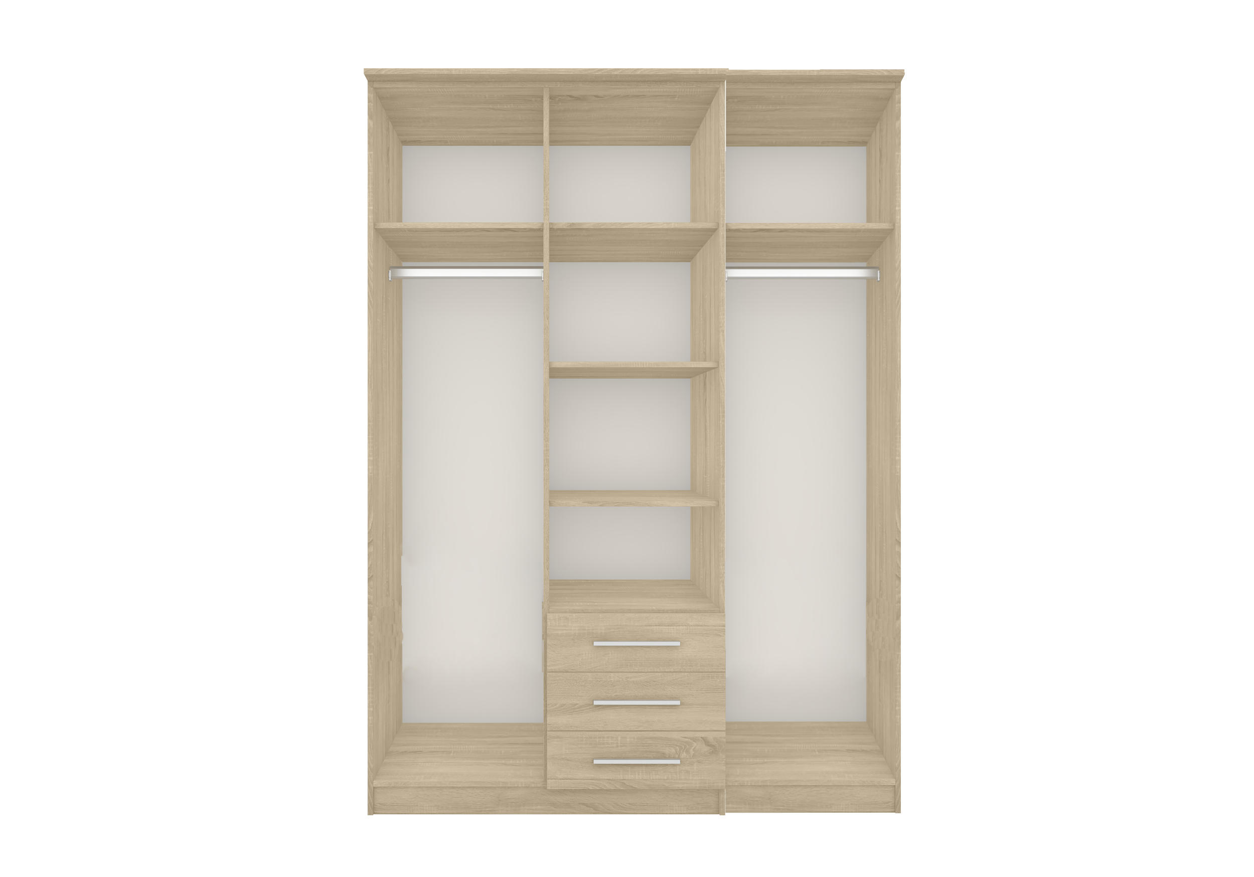 DREHTÜRENSCHRANK - RUTH 3D WEIß - Weiß, Holzwerkstoff/Metall (150/210/64cm) - Möblo