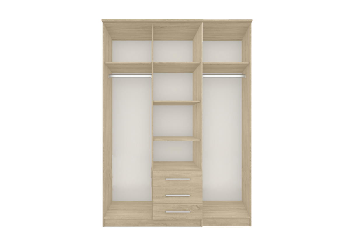 DREHTÜRENSCHRANK - RUTH 3D WEIß - Weiß, Holzwerkstoff/Metall (150/210/64cm) - Möblo