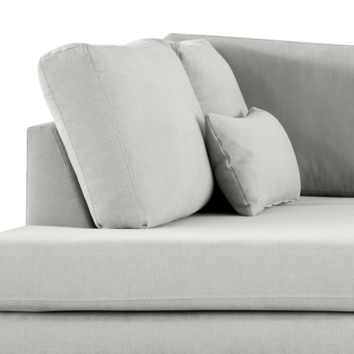 WOHNLANDSCHAFT mit Longchair - Eichefarben/Grau, Naturmaterialien/Eichenholz (371/81/219cm) - home24