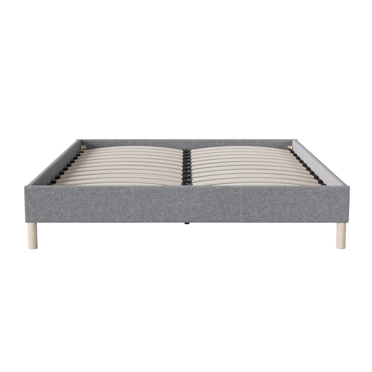 BETT aus grauem Stoff 180x200cm - Grau, Naturmaterialien/Holz (180/200cm) - November Sleep