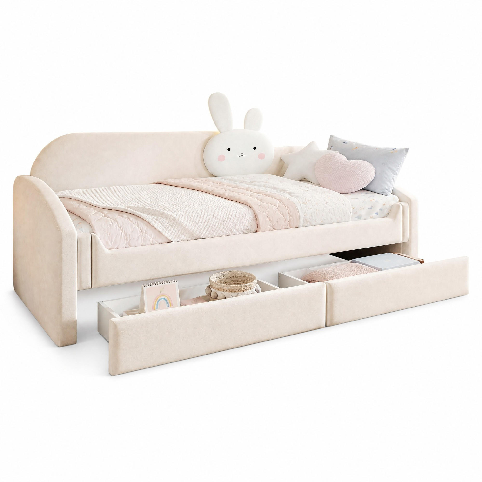 Okmyhome Polsterbett Beige 90x200 cm