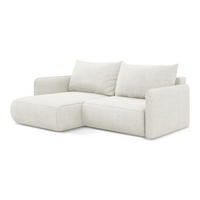 ECKSOFA mit Schlaffunktion Chenille Stoff Weiß - Schwarz/Weiß, Kunststoff/Textil (148/207cm) - Makamii