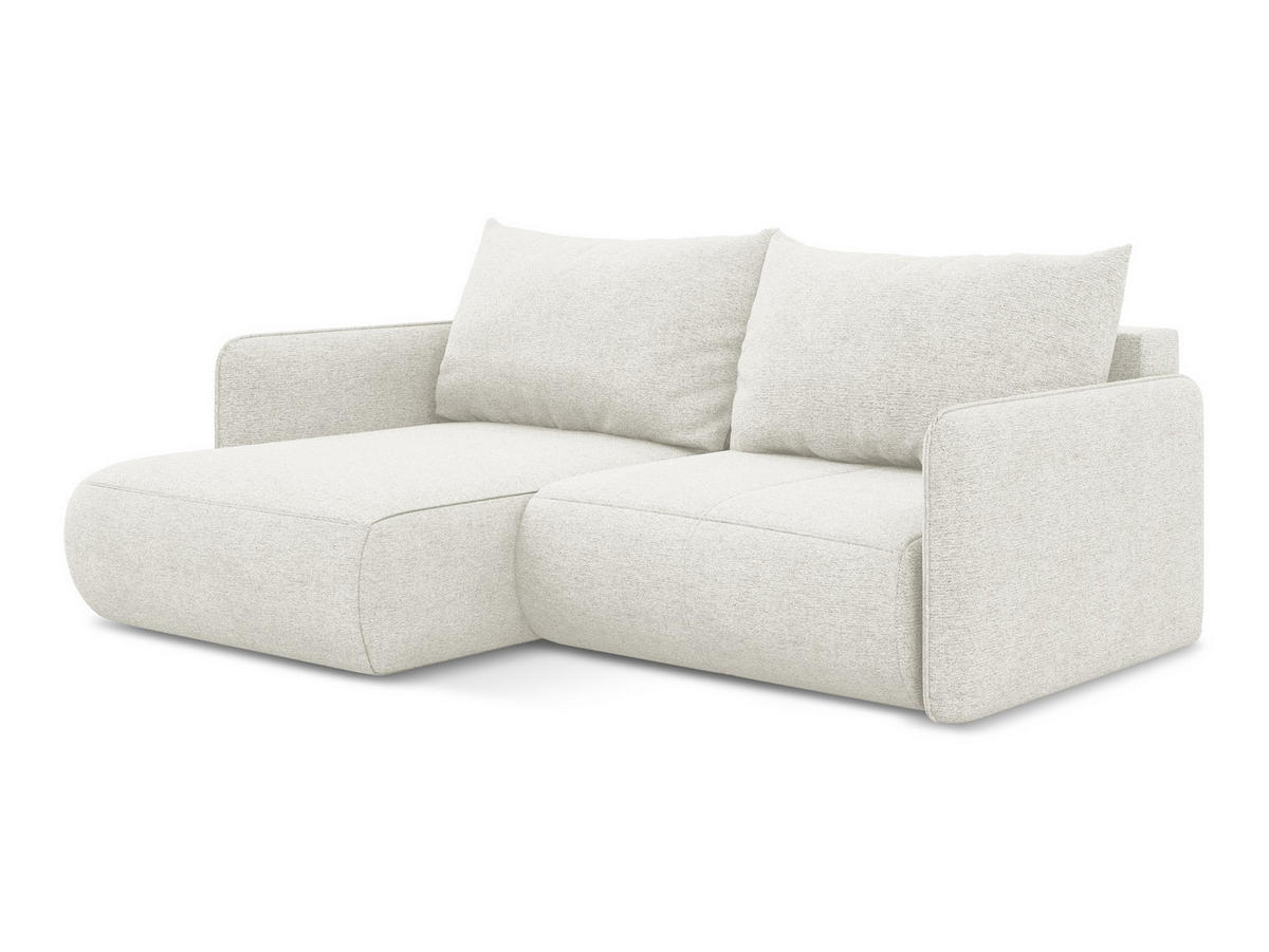 ECKSOFA mit Schlaffunktion Chenille Stoff Weiß - Schwarz/Weiß, Kunststoff/Textil (148/207cm) - Makamii