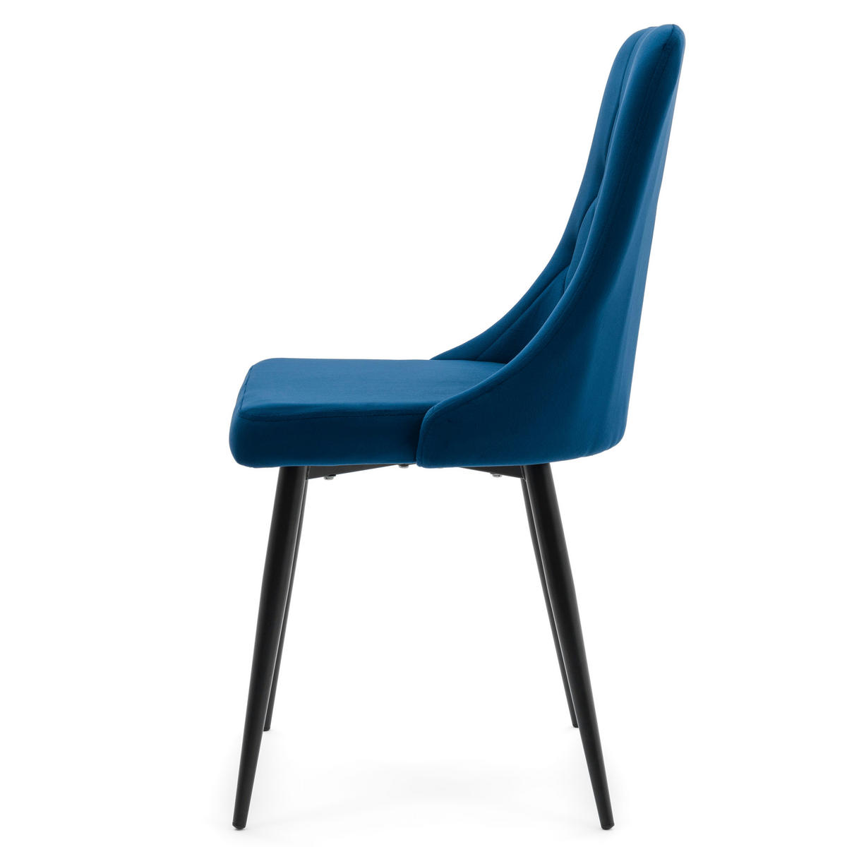 STUHL CAREN gepolstert mit Steppung - dunkel blau - Samt Velours - Schwarz/Dunkelblau, Metall (50/94/65cm) - NEW HOME