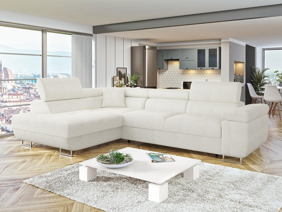 ECKSOFA Torezio, Seite: Links - Ecru, Holz/Textil (274/203cm) - MIRJAN24