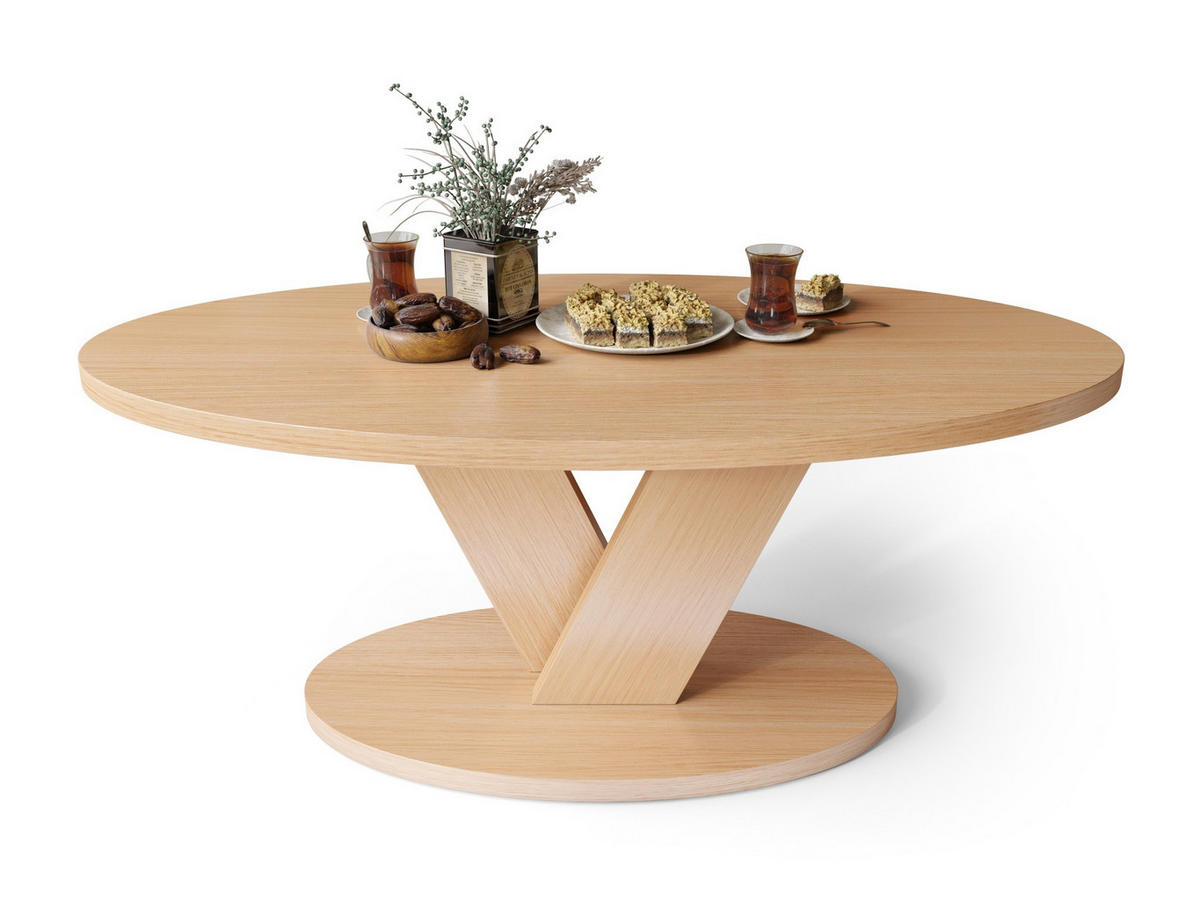 COUCHTISCH Oval Eiche Natur mit Ablage - Eichefarben, Holzwerkstoff (60/110/45cm) - designimpex