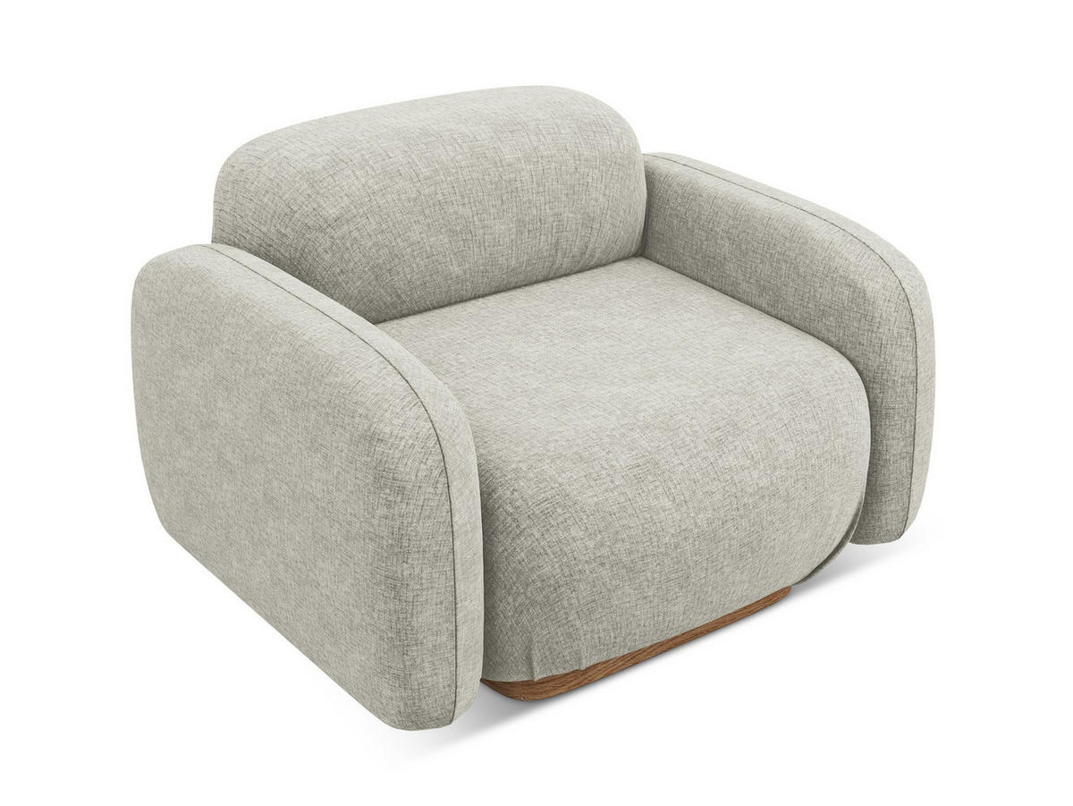 SESSEL Chenille Stoff Grau - Silberfarben/Braun, Holz/Textil (110/73/95cm) - Makamii