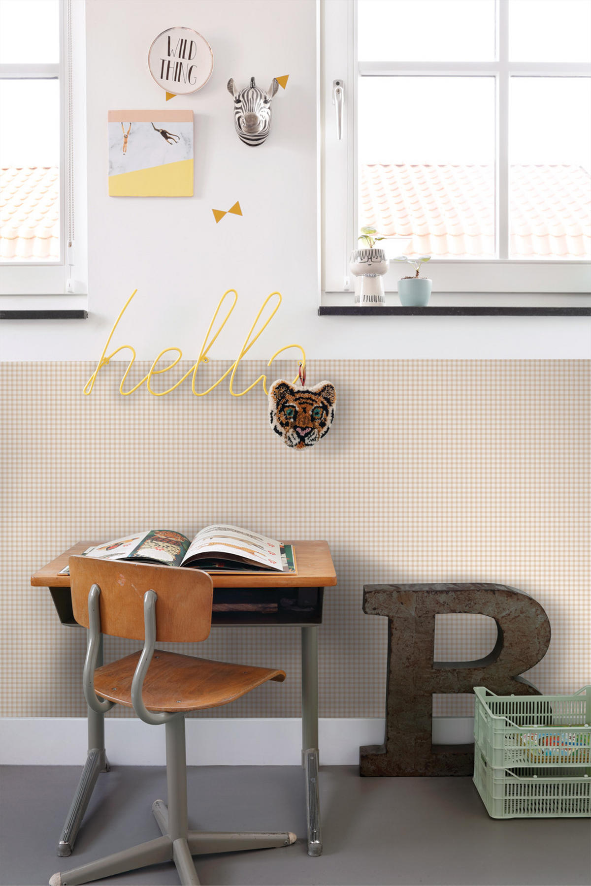 TAPETE Karomuster 50 x 900 cm - Beige, Papier (50/900cm) - ESTAhome