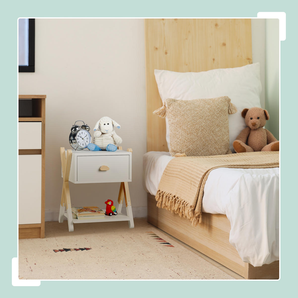 KINDER-NACHTTISCH - Weiß, Holz/Holzwerkstoff (34/42/32cm) - Relaxdays