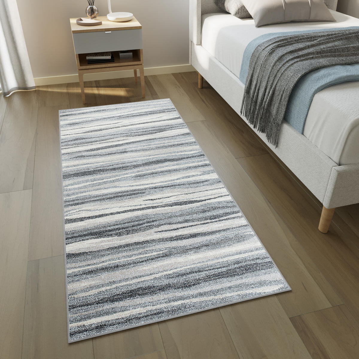 TEPPICHLÄUFER SARI grau abstrakt 70/500 cm - Grau, Textil (70/500cm) - Tapiso