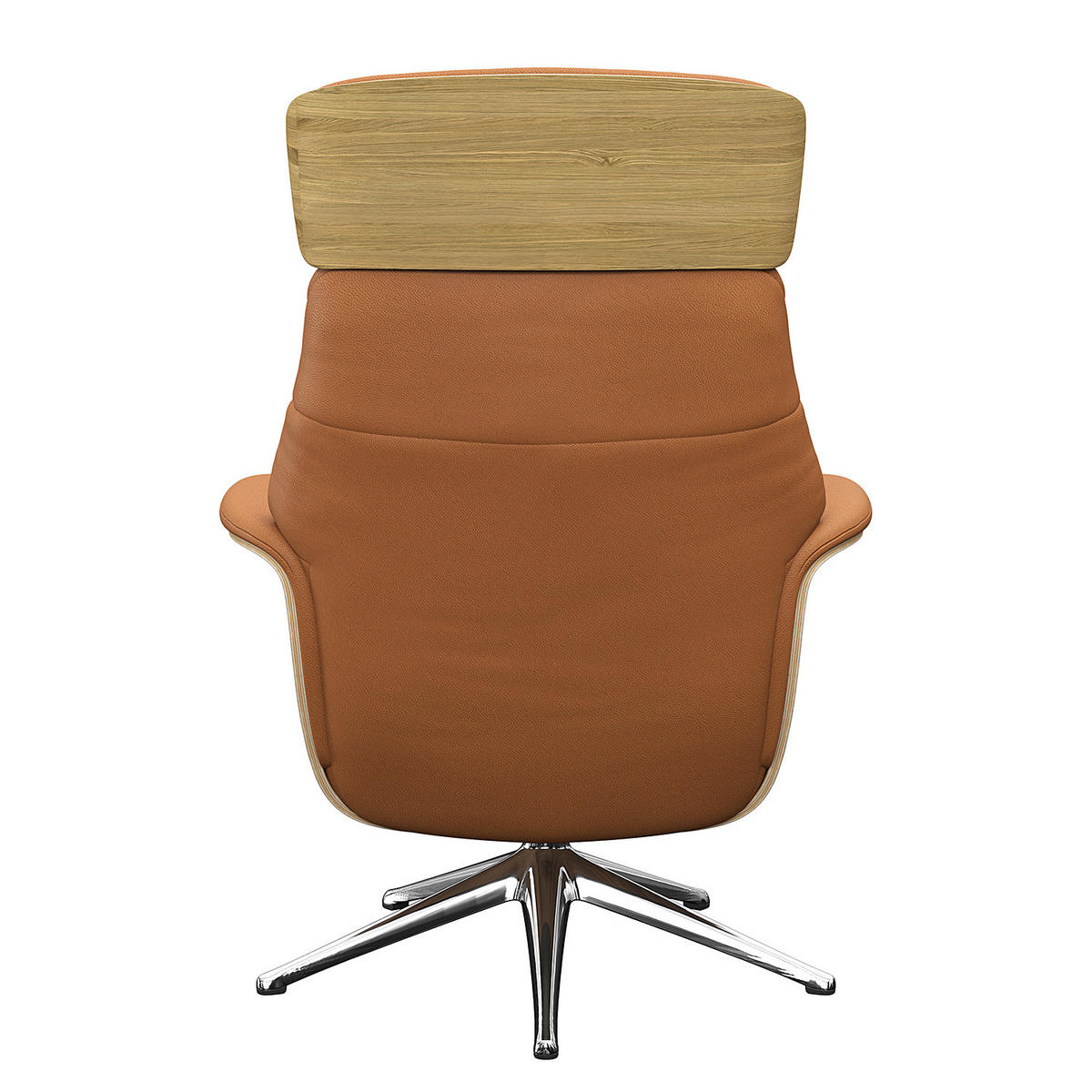 RELAXSESSEL - Echtleder - Chromfarben/Cognac, Leder/Metall (83/110/83cm) - home24