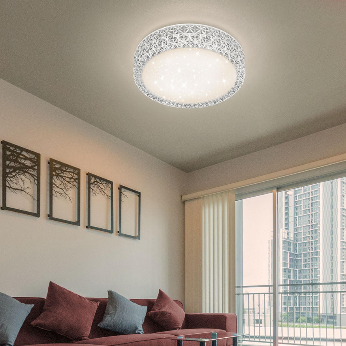 LED DECKENLEUCHTE Metall Kristallklar - Klar, Metall (30/30/8cm) - Globo Lighting