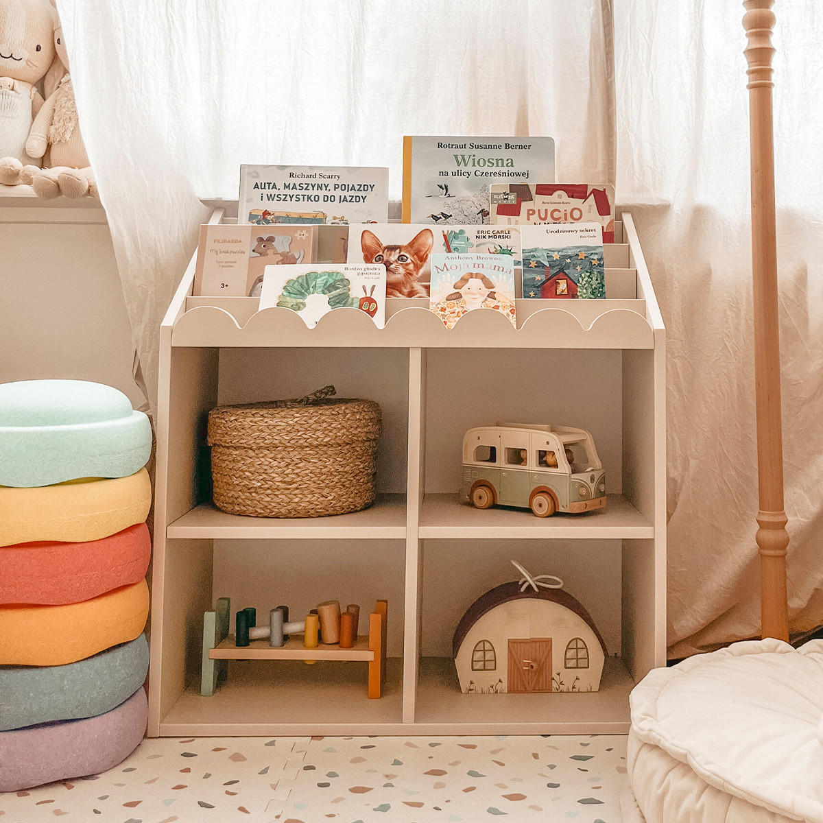 KNIHOVNA Book Nook Béžová - béžová, kompozitní dřevo (71/76/33cm) - Petits-meubles