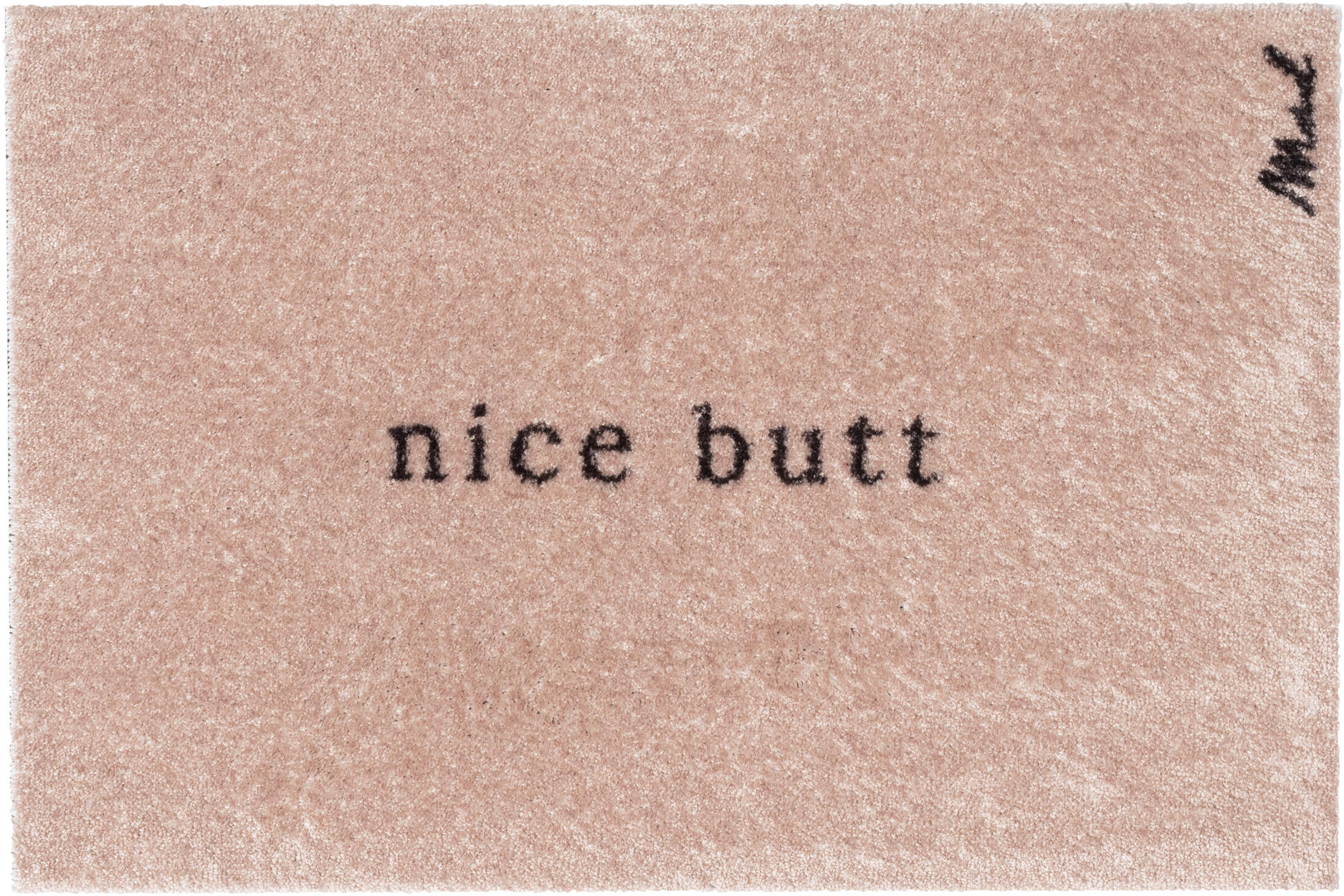 INDOOR FUßMATTE "Aron" mit Spruch "nice butt" Beige 50 x 75 cm - Beige/Schwarz, Kunststoff/Textil (50/75cm) - MAD ABOUT MATS
