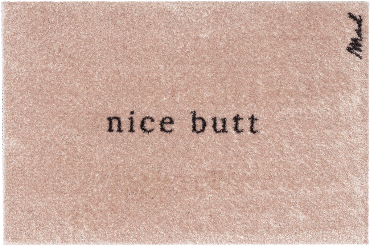 INDOOR FUßMATTE "Aron" mit Spruch "nice butt" Beige 50 x 75 cm - Beige/Schwarz, Kunststoff/Textil (50/75cm) - MAD ABOUT MATS