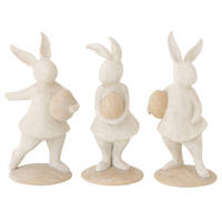 DEKO KANINCHEN EI (3ER SET) - Beige, Glas/Naturmaterialien (6/12.5/7.5cm) - J-Line
