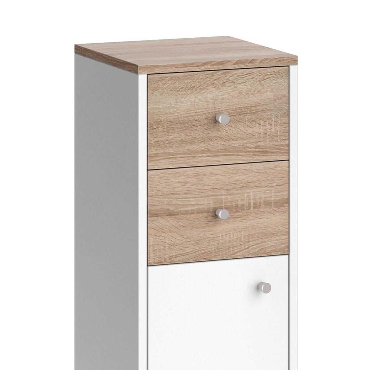 MIDISCHRANK Senyo Weiß 30 x 95 cm mit Schubladen - Weiß, Holzwerkstoff (30/95/30cm) - Vicco