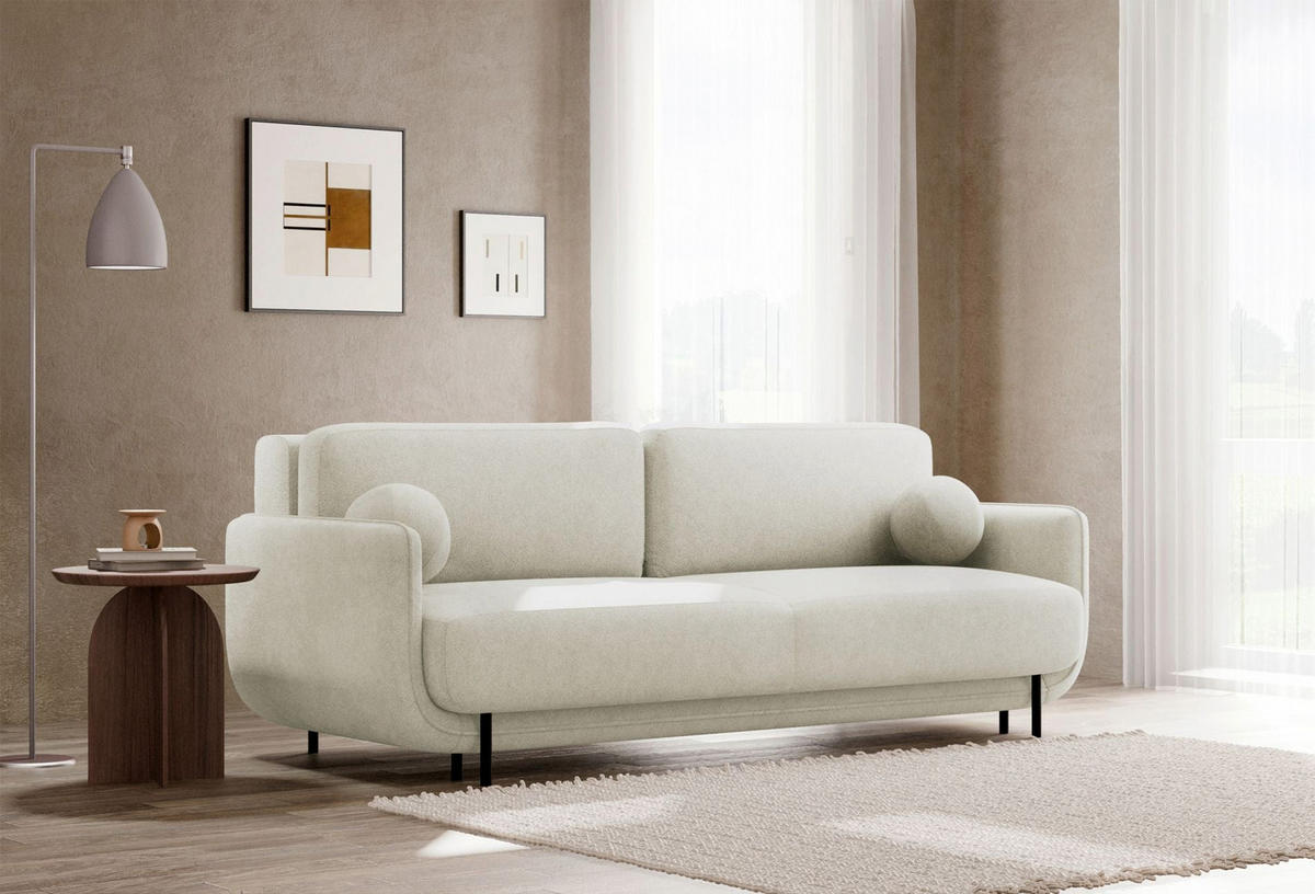 SCHLAFSOFA Ovals Creme - Creme/Schwarz, Textil/Metall (236/95/96cm) - Selsey