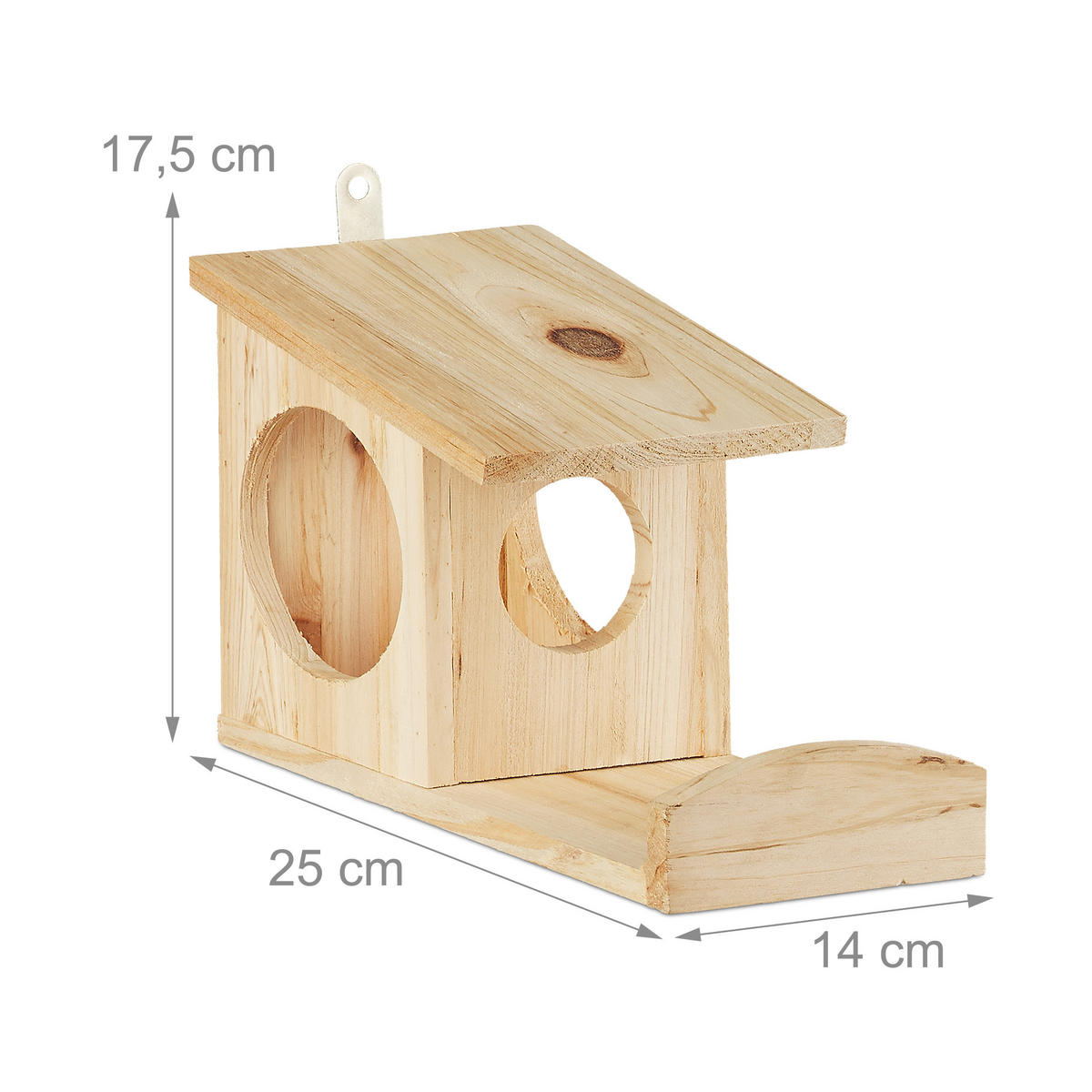 EICHHÖRNCHEN Futterhaus - Hellbraun, Holz (14/17.5/25cm) - Relaxdays