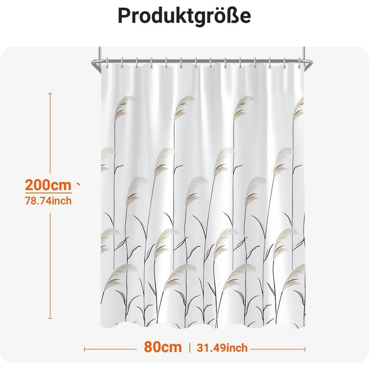 DUSCHVORHANG Weizenohr 80 x 200 cm Wasserabweisend Antischimmel Waschbar - Multicolor, Textil (80/200cm)