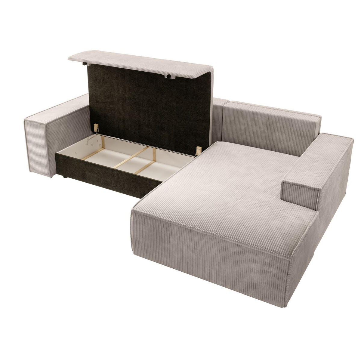 ECKSOFA Farese New Creme mit Cordbezug, rechts - Creme/Schwarz, Kunststoff/Textil (167/267cm) - Selsey