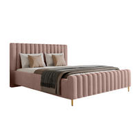 POLSTERBETT Lux Puderrosa 180x200 cm mit Stauraum, Kopfteil, Lattenrost, Goldenen Füßen, Stoff Amon - Goldfarben/Rosa, Holzwerkstoff/Kunststoff (180/200cm)